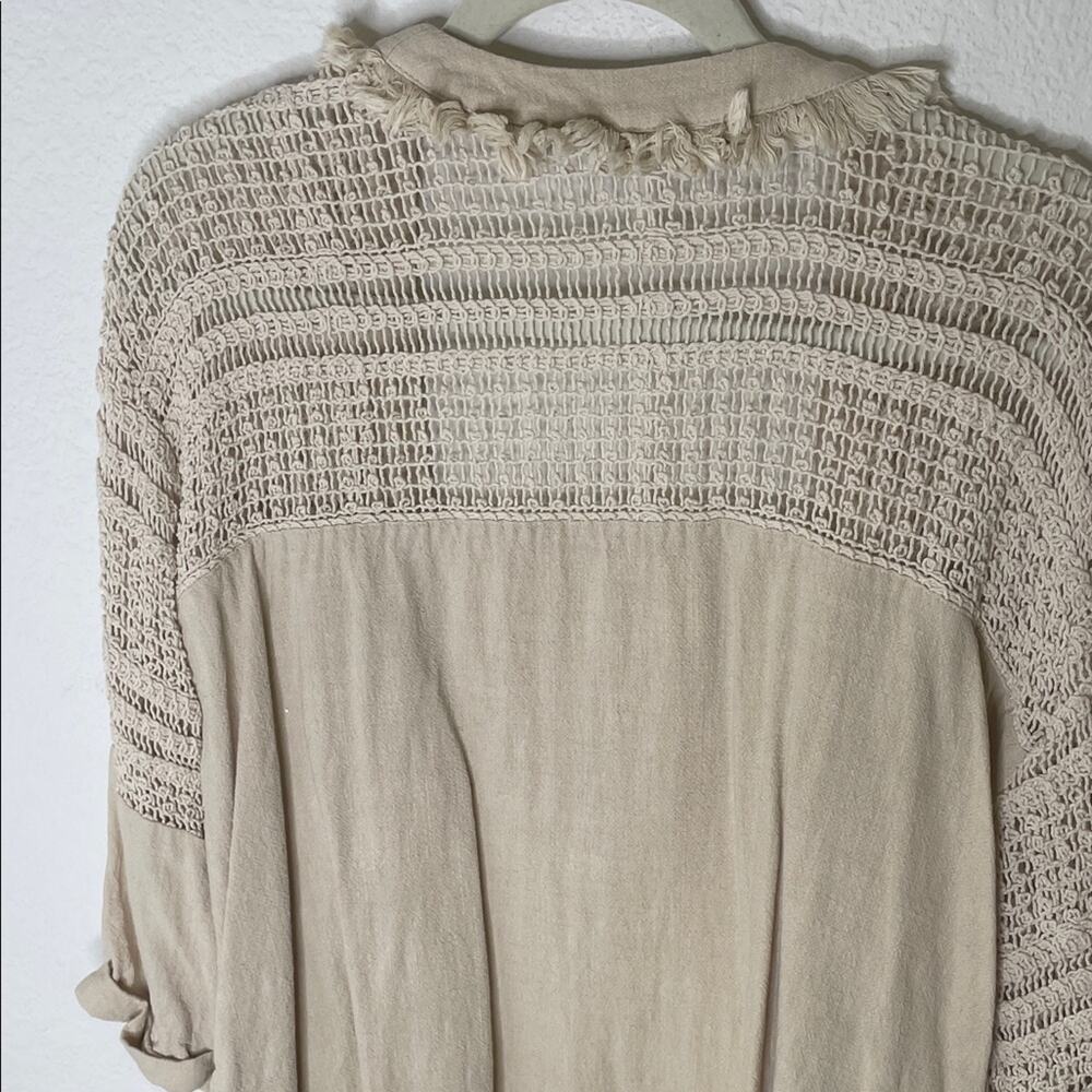 Doe & Rae Women's Beige Cardigan size small boho fringe cardigan - Picture 6 of 6
